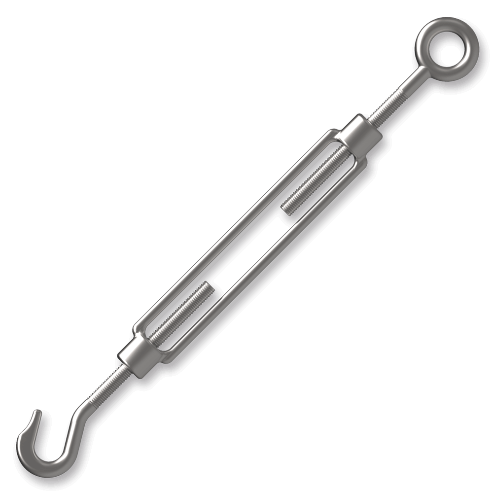 [19432] Turnbuckle M16, DIN 1480, eye hook, White Zinc