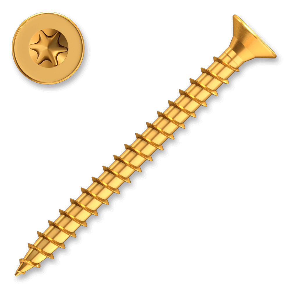 [10843] Screw universal 4x25 countersunk TX20 Yellow Zinc thread full